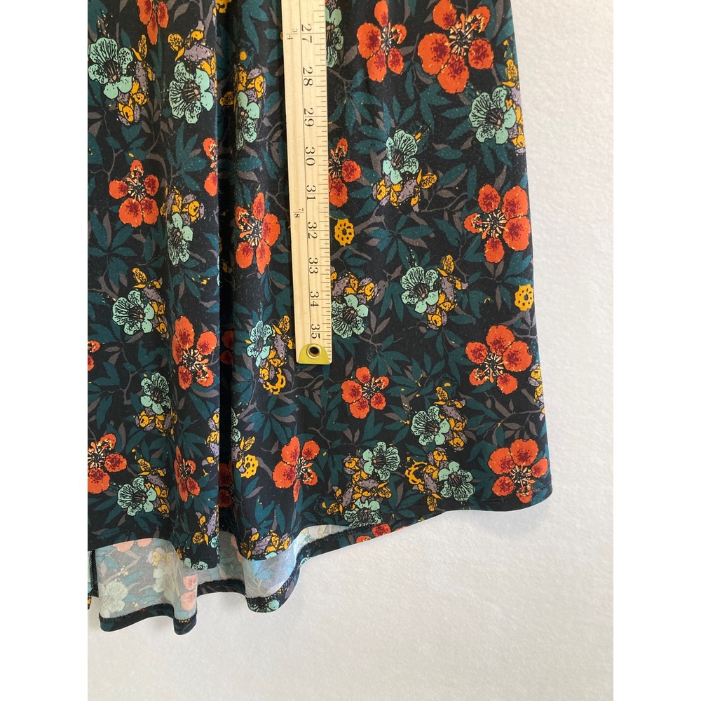 Floral Boho LuLaRoe Women XL Teal Orange Short Sleeve Pocket‎ Swing Dress - Picture 6 of 10